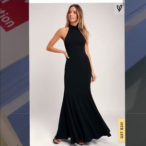 Lulus Slice of Joy Black Halter Maxi Dress